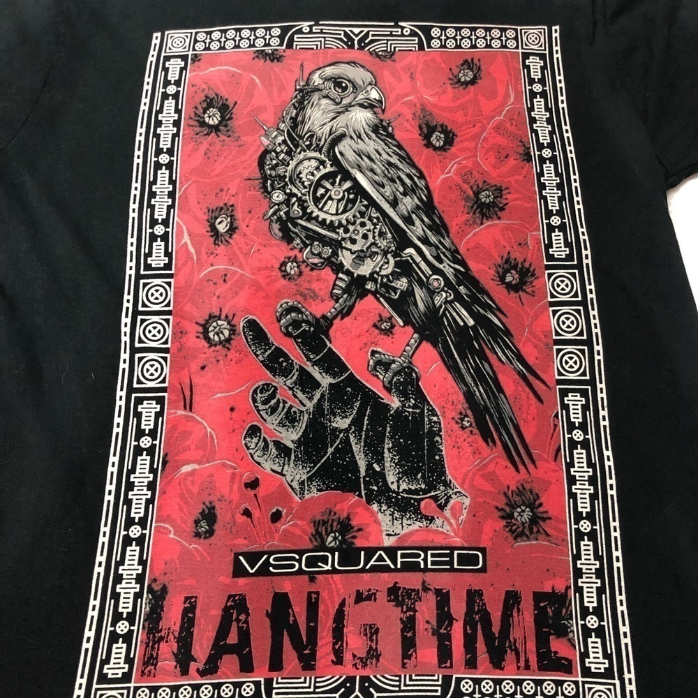 V Squared2 Hangtime Red & Black T-shirt with Biomechanical Bird Graphic Large